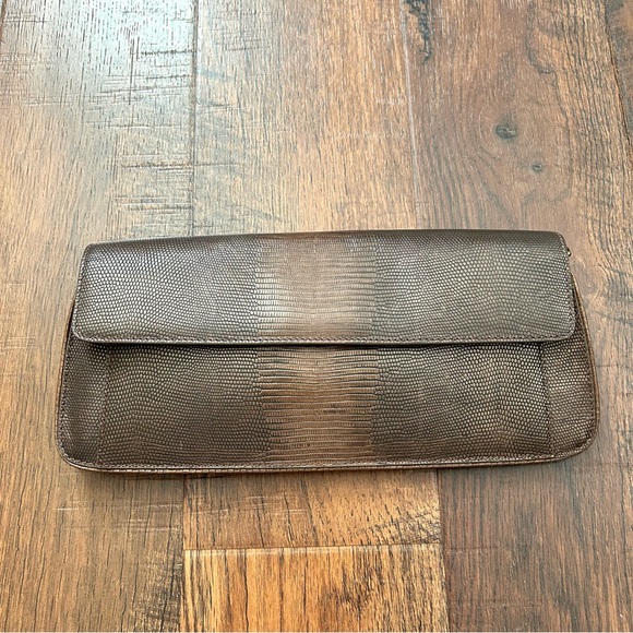 COLE HAAN bronze metallic leather baguette bag / clutch, NWOT - Picture 8 of 16